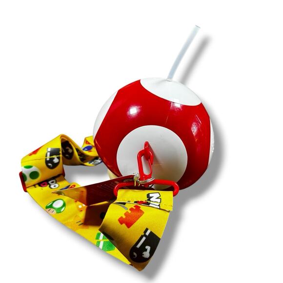 Super Nintendo World Power Up Mushroom Sipper Cup w/ Straw Universal Studios - Picture 3 of 5